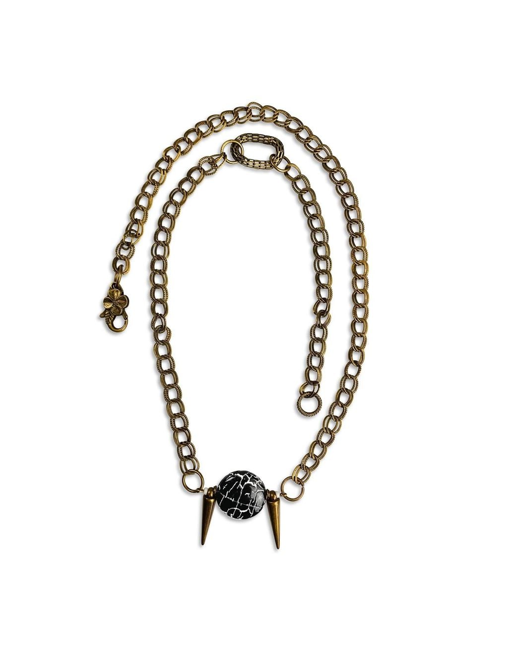 Bellus Domina Black Long Onyx Chain Necklace