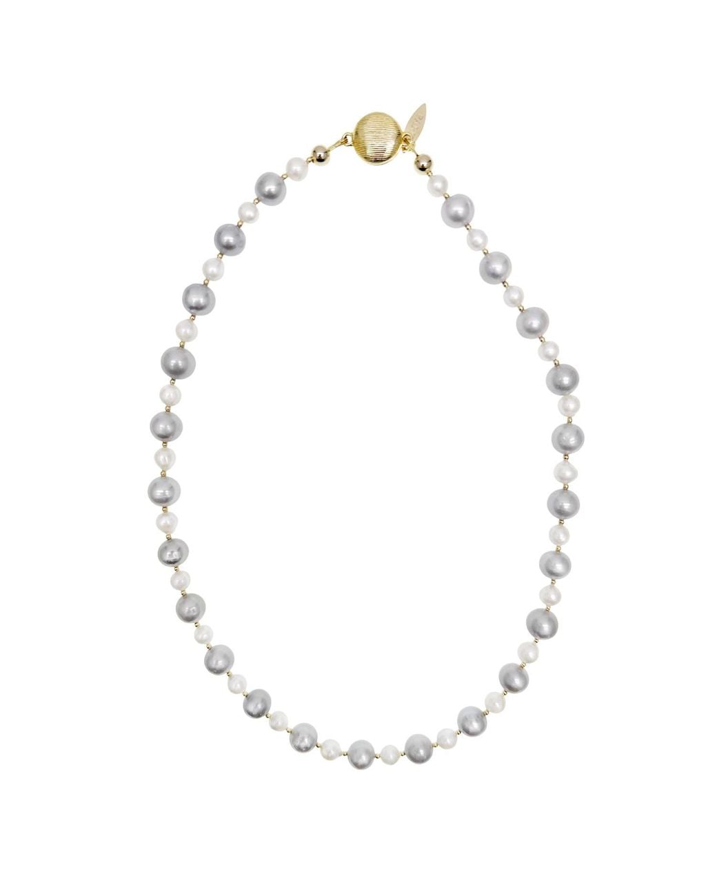 Farra Metallic Classic And Natural Freshwater Pearls Necklace