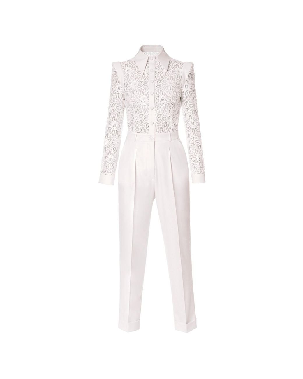 AGGI by HALEWSKI White Aylin Aesthetic Lace Top Jumpsuit