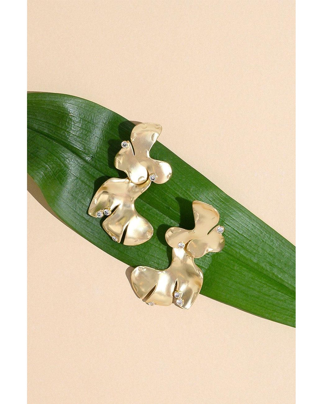 Rare Matters Jewelry Metallic Organic Leaf Statement Earrings