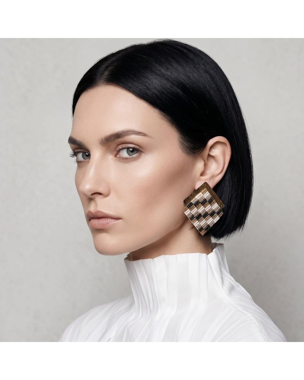 Iliana Arrazola Brown Minimalist Deconstructed Knot Stud Earrings, And, Glass Beads, Beaded Jewelry