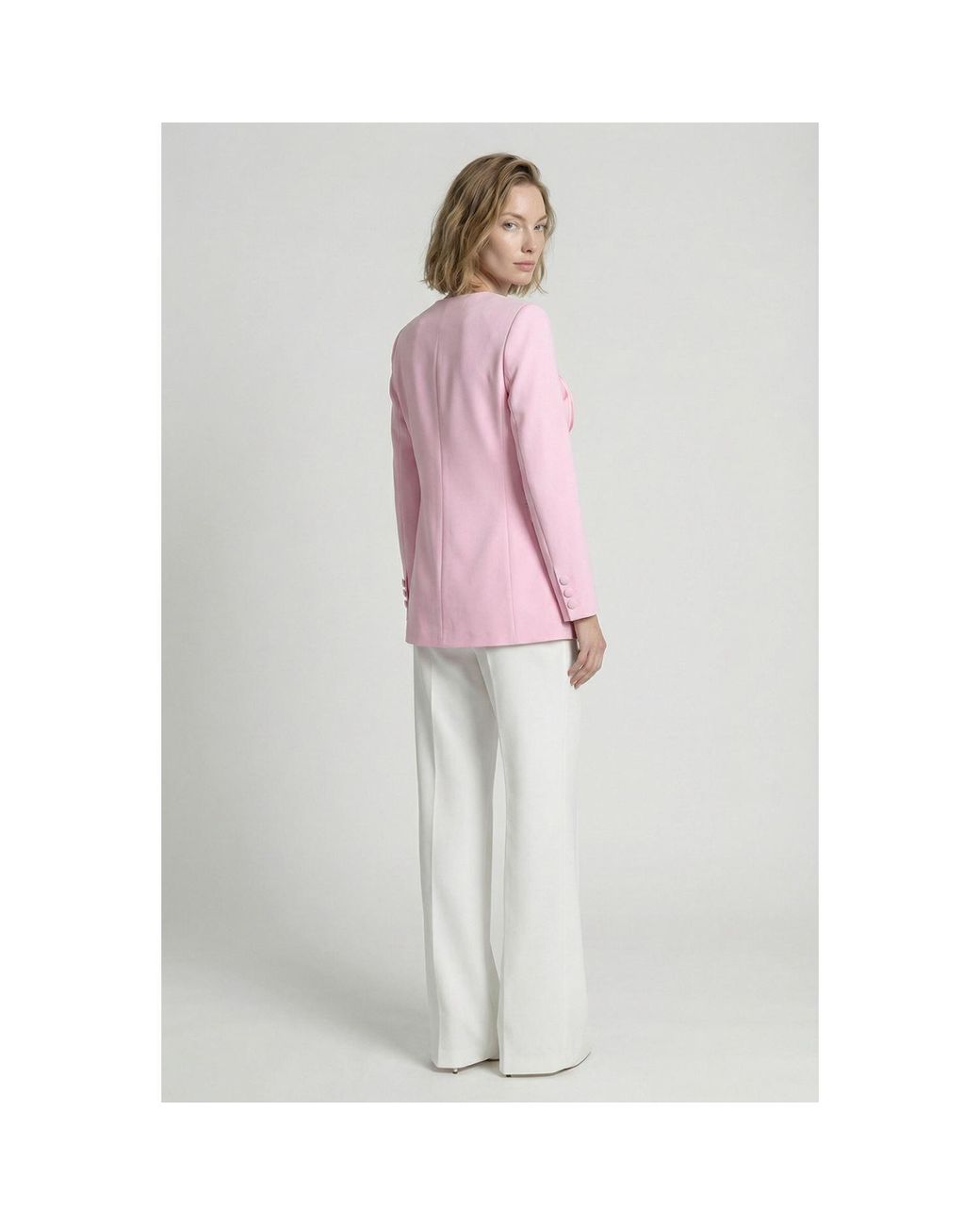 Modenaire Pink Sculptural Rose Blazer With Tailored Silhouette