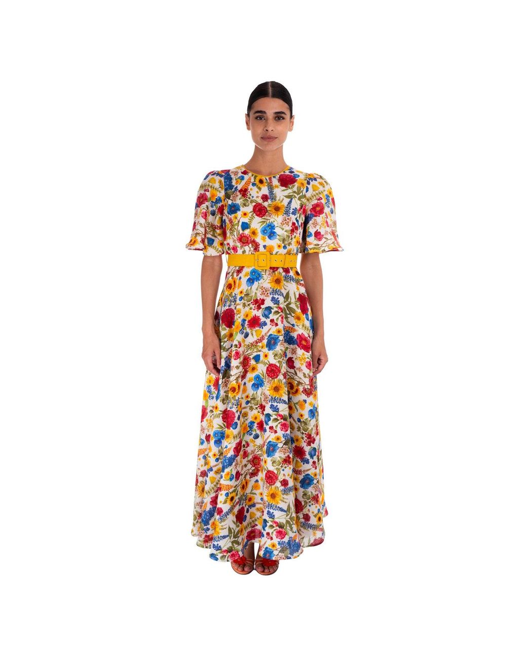 Sofia Tsereteli Orange Blossom Garden Linen Dress