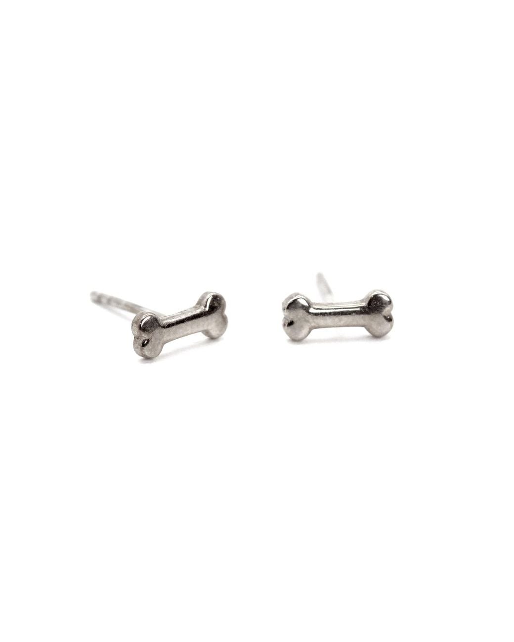 VicStoneNYC Fine Jewelry Metallic Dog Bone Sterling Stud Earrings