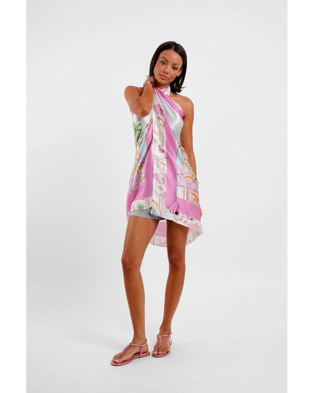 Jessica Russell Flint Pink Oblong Pareo Scarf