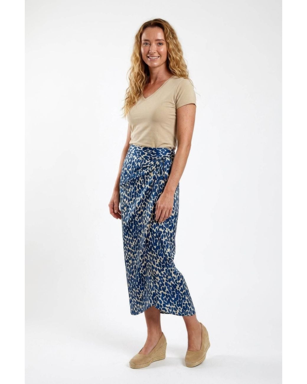 Guinea London Blue And Cream Wrap Skirt