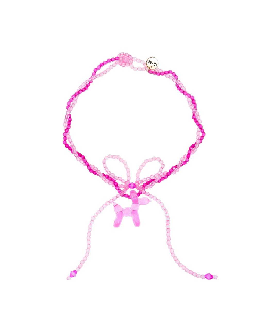Tillie Beads Pink Double Layered Dog Charm Bead Necklace