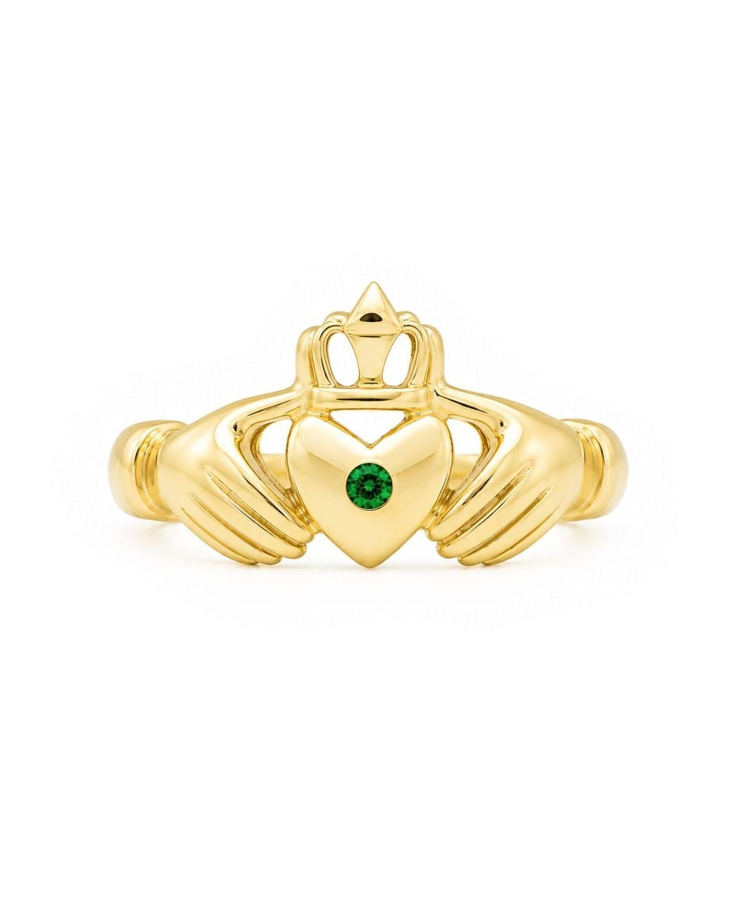 Unaloe Metallic Emerald Heart With Hands Ring – -Plated Sterling