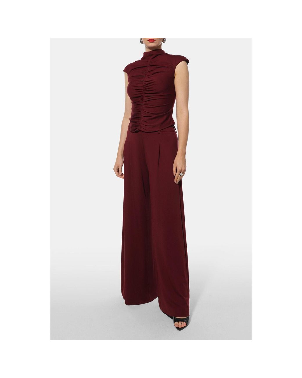 AGGI by HALEWSKI Red Rita Burgundy Blouse