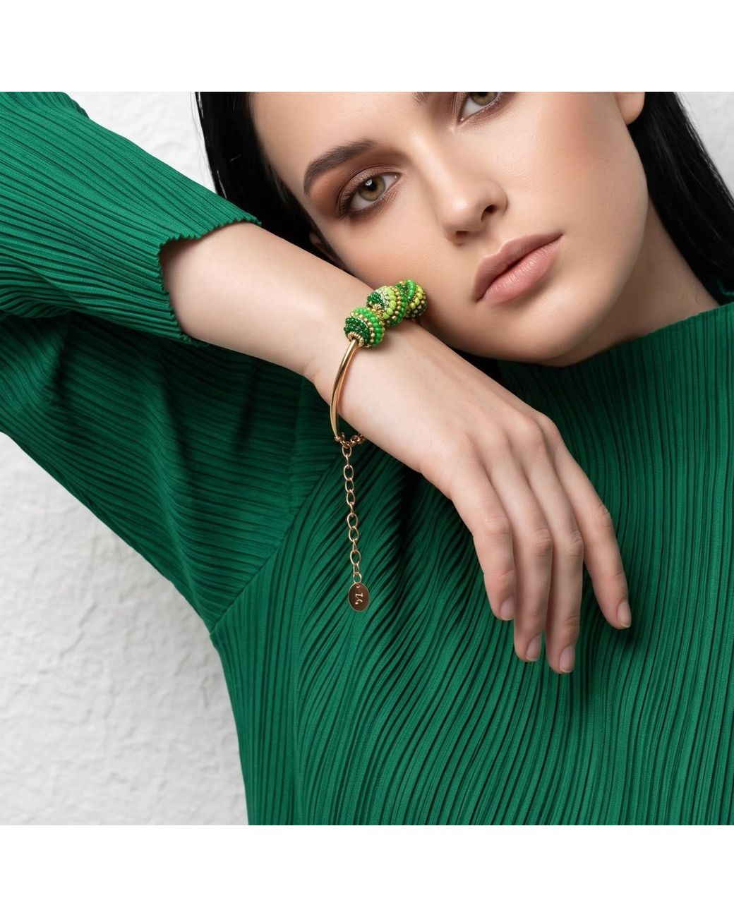 Iliana Arrazola Metallic Magic Ball Bracelet, Glass Beads, Beaded Jewelry