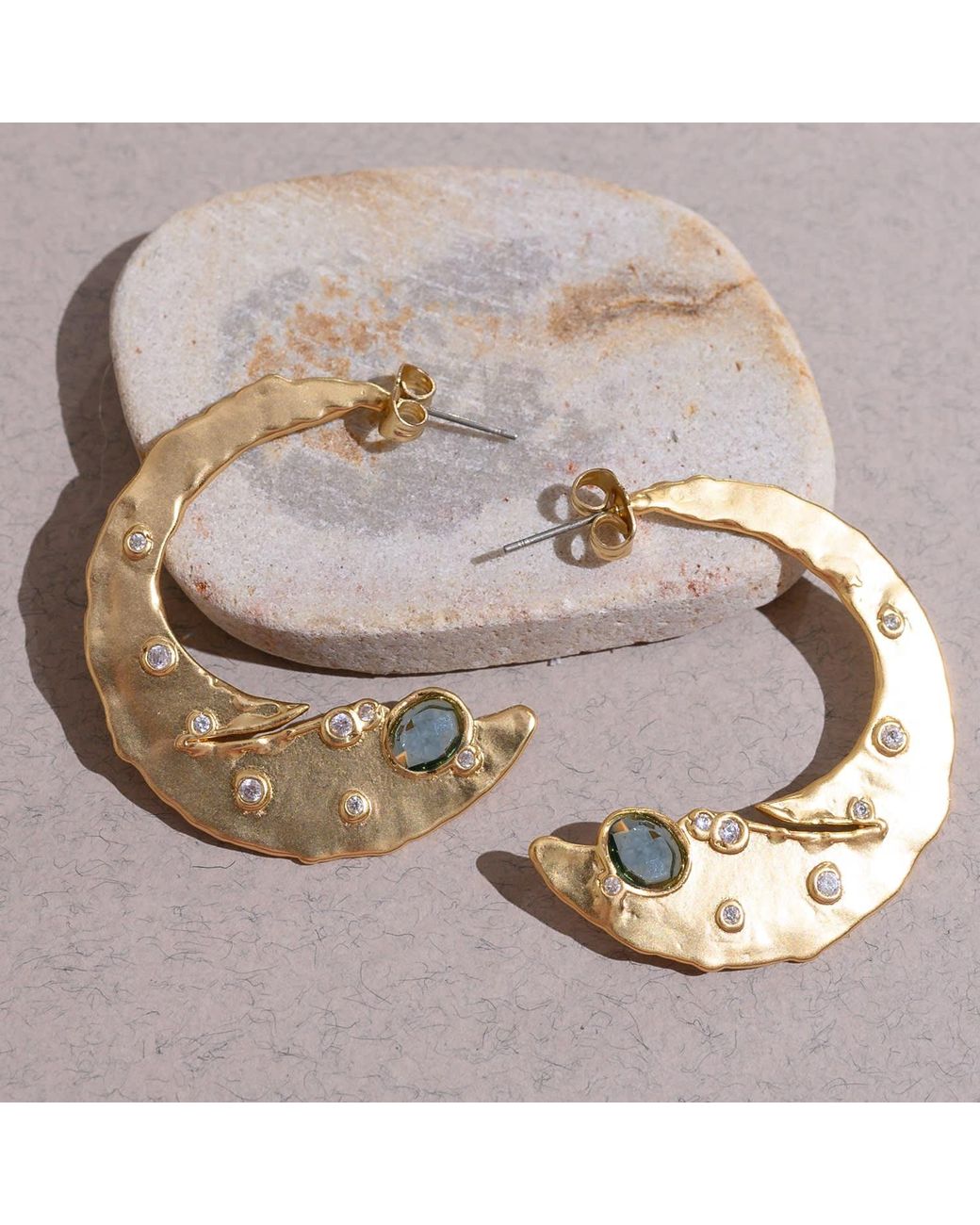 Rare Matters Jewelry Metallic Timeless Organic Crescent Hoop Earrings