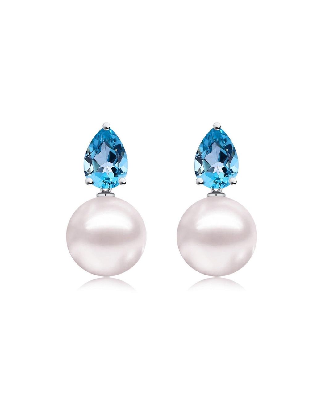 Kai Fine Jewelry Blue Sterling Natural Topaz & Freshwater Pearl Venus Tears Convertible Earrings