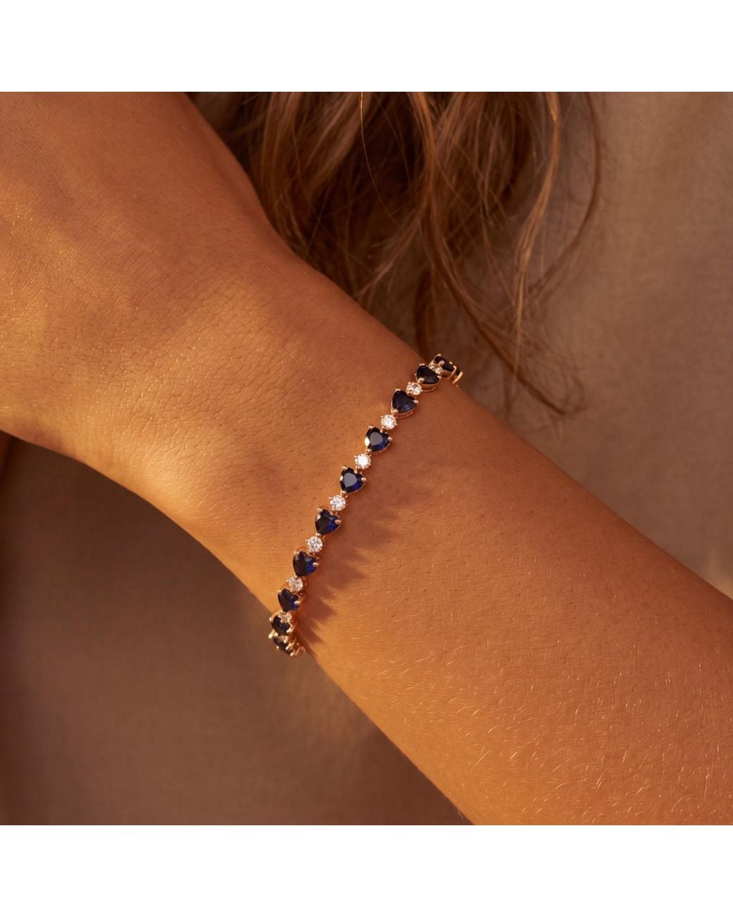 Latelita London Blue Asscher Cut Heart Tennis Bracelet Sapphire