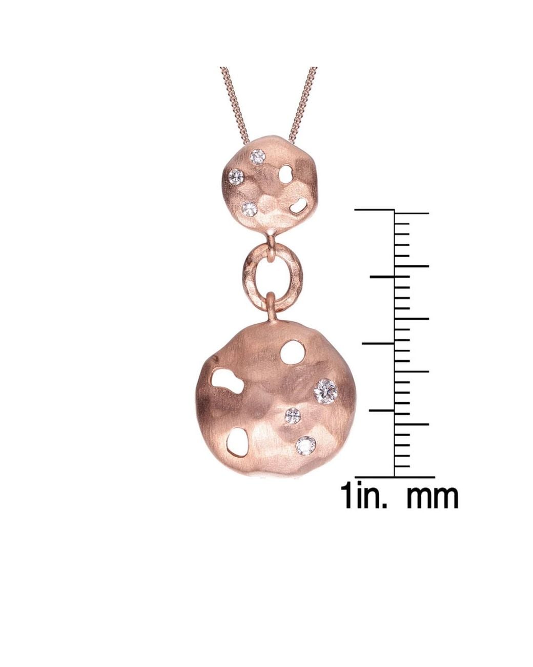 Genevive Jewelry Pink Rose Sterling Rose Plated Cubic Zirconia Irregular Cut Stone Pendant