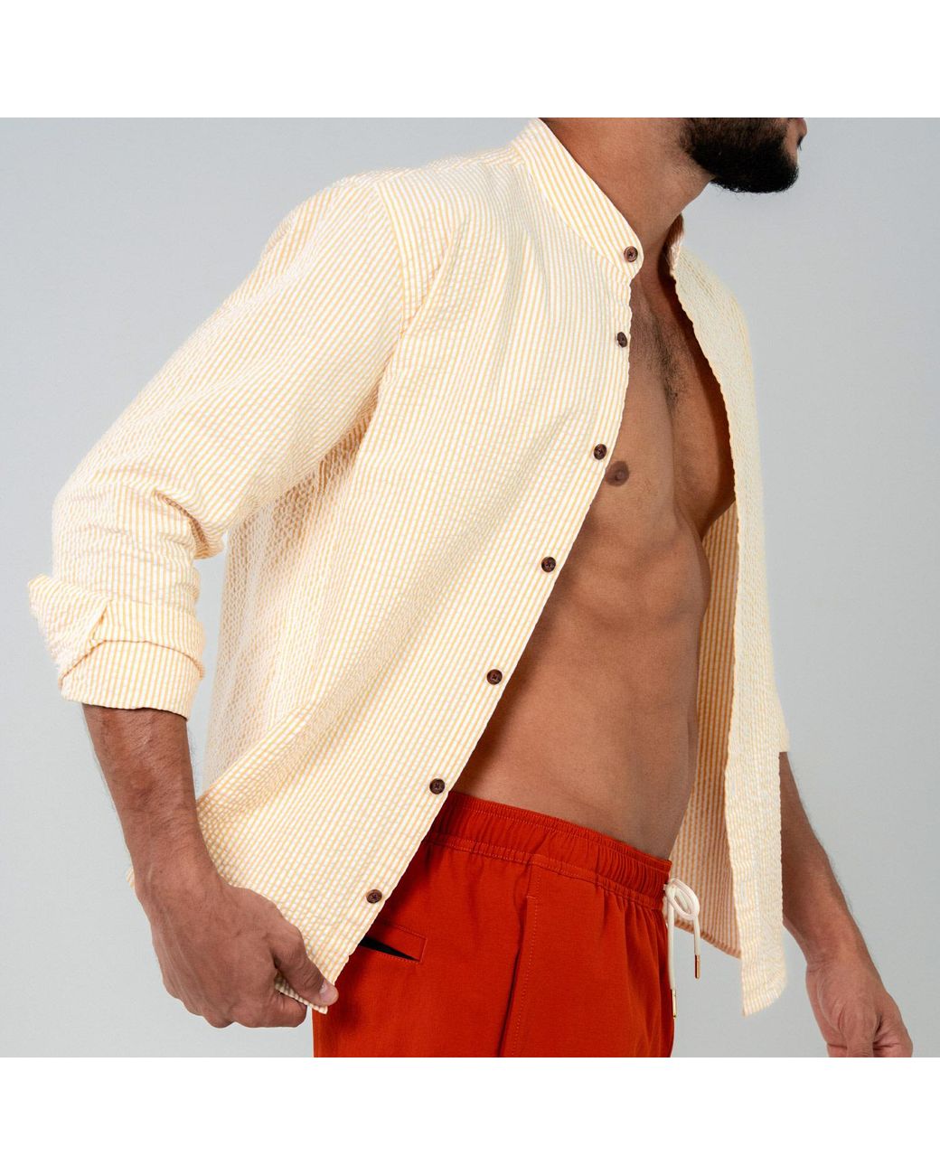 Duskitten Natural Solar Drift Seersucker Shirt for men