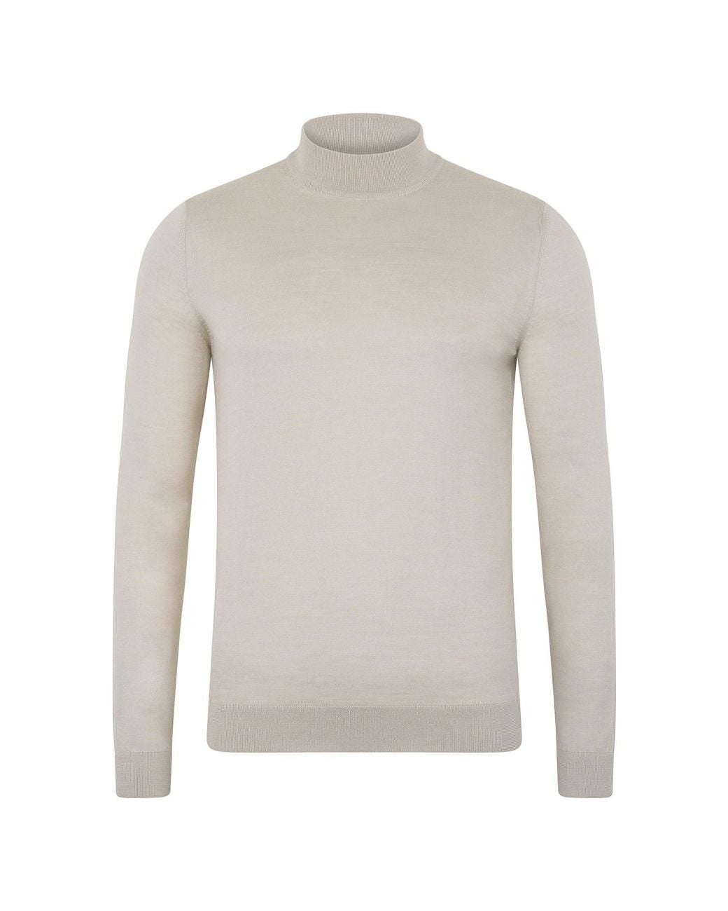 Paul James Knitwear Gray Neutrals Superfine Riccardo Merino Silk Mock Turtle Neck Jumper for men