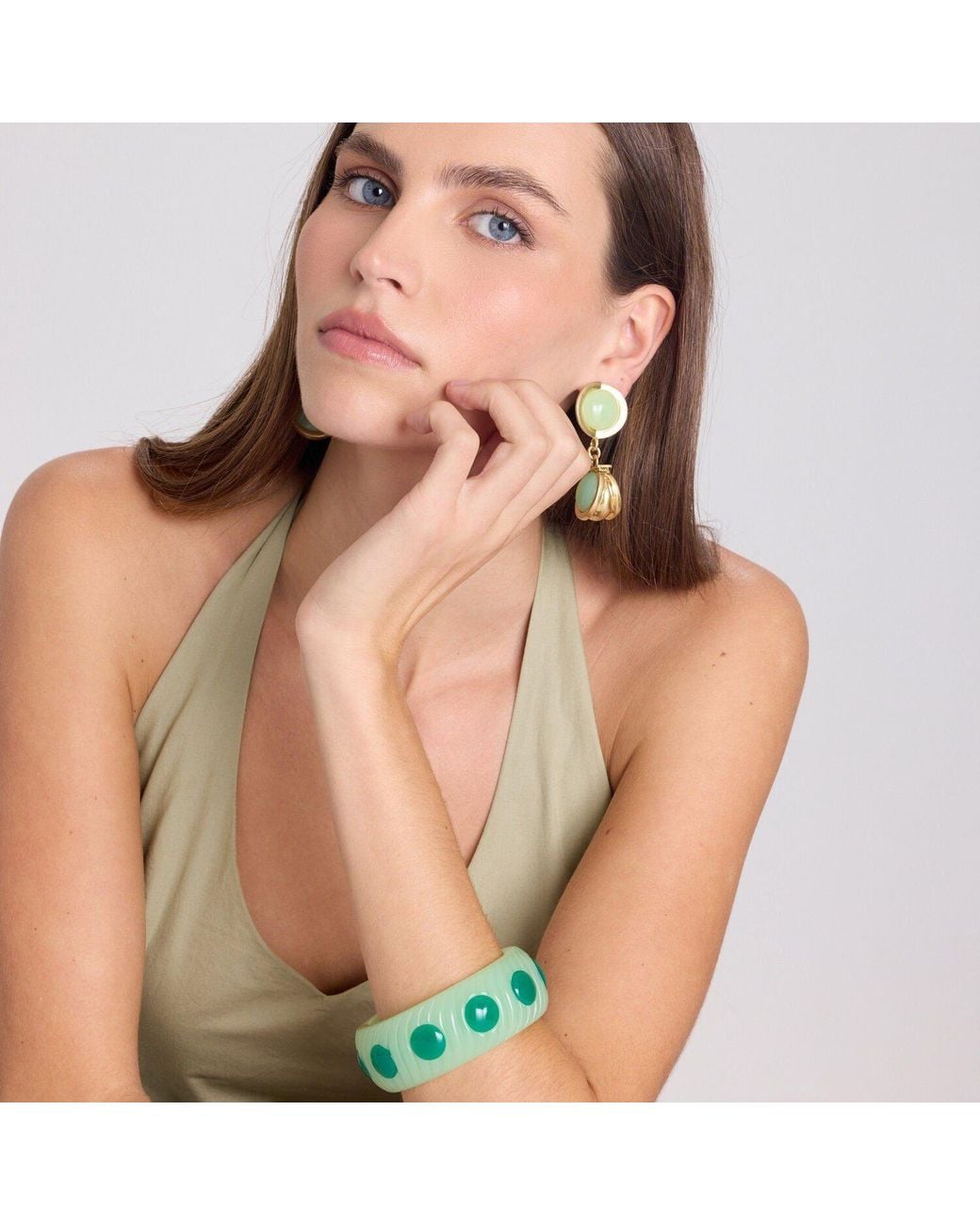 Michael Nash Jewelry Green Michelle Light Jade And Dark Jade Bangle