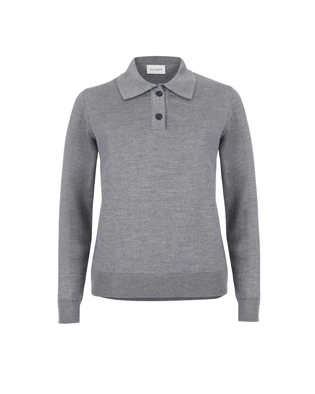 SALANIDA Gray Galante 100% Merino Polo Top Light