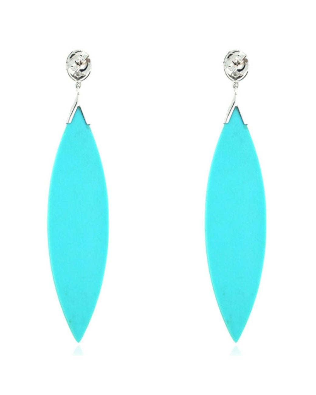 Artisan Blue Bakelite & Diamond Long Drop Earrings
