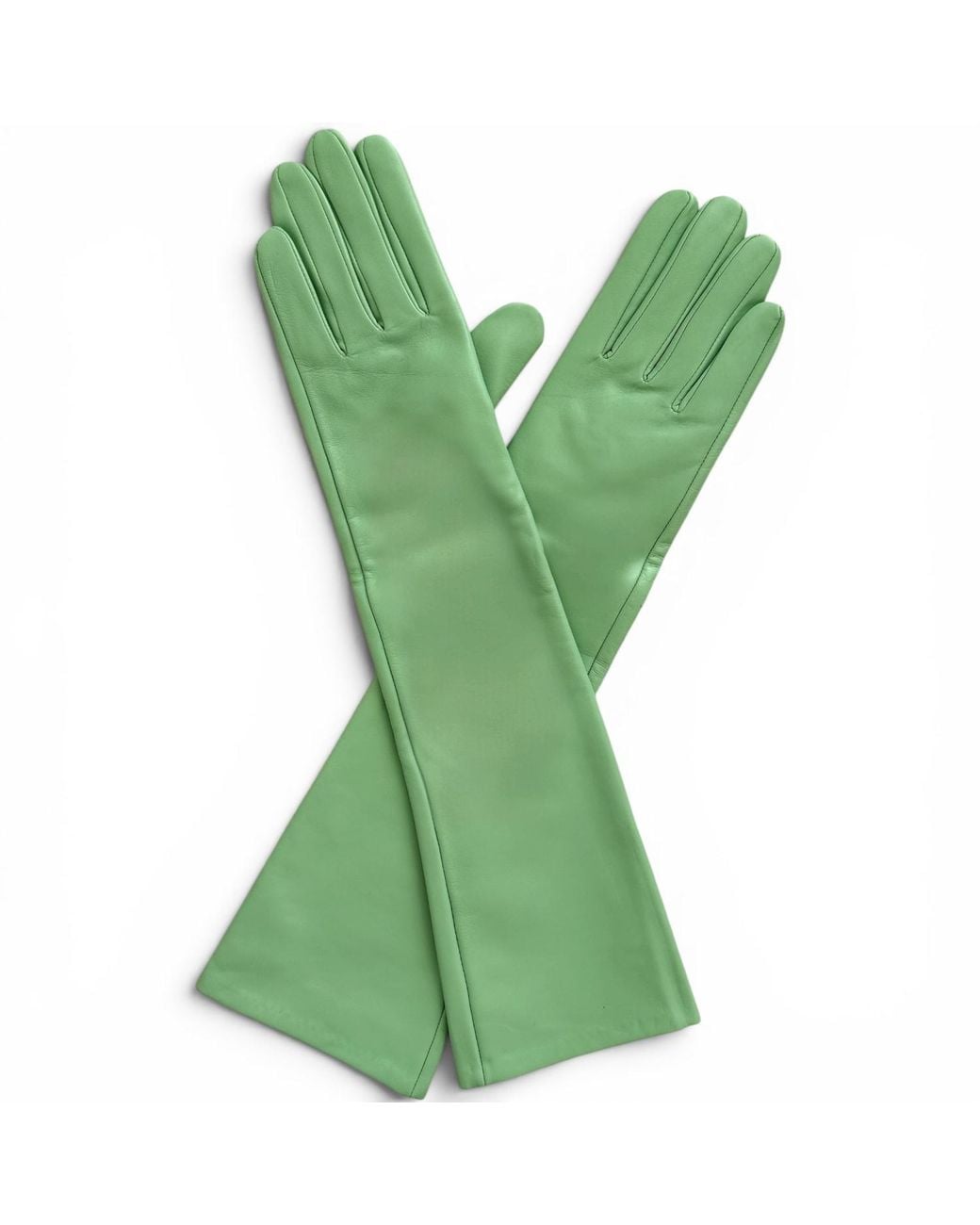 HIGH HEEL JUNGLE by KATHRYN EISMAN Green Milana Opera-Length Leather Gloves