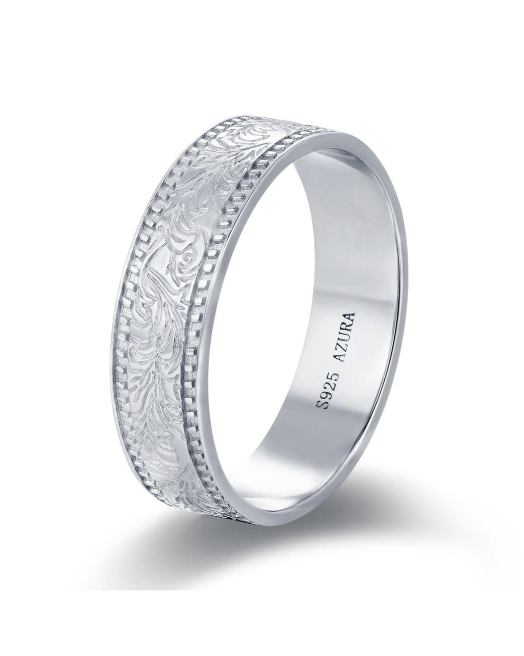 Azura Jewelry New York White Everwood Carved Band Vermeil