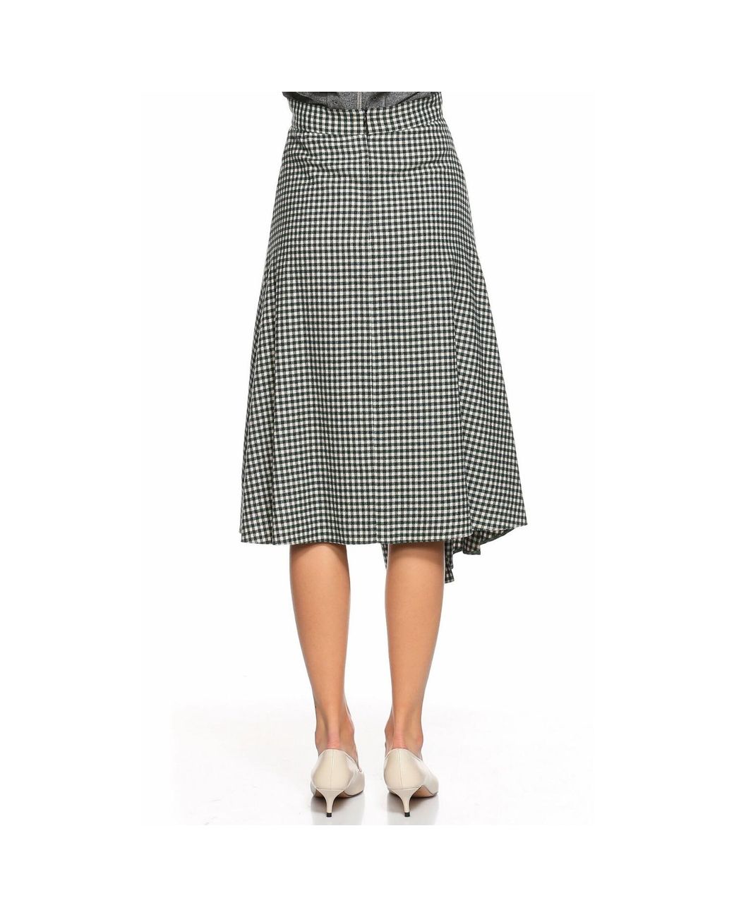 NAZLI CEREN Gray Eliza Plaid Asymmetric Skirt
