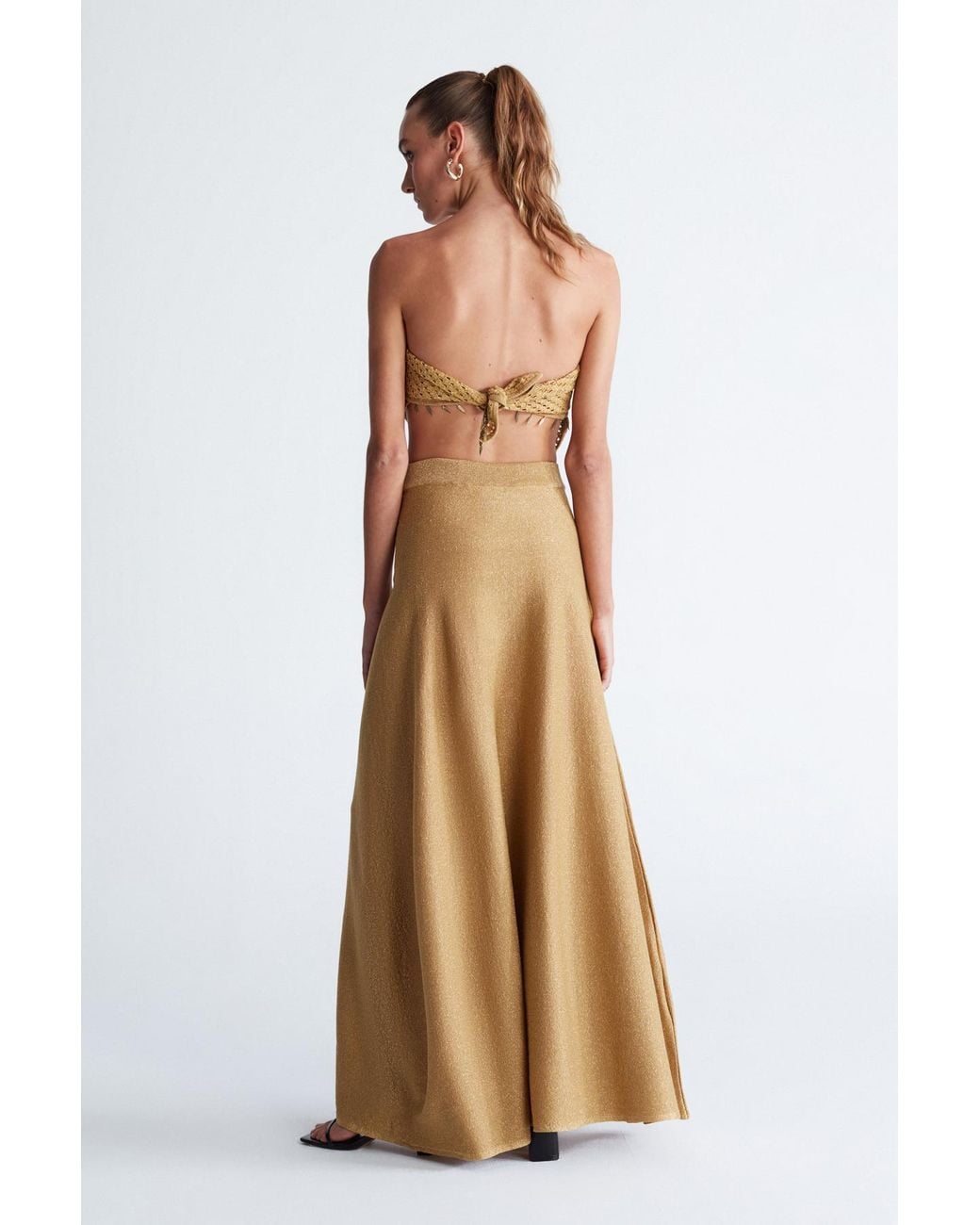Peraluna Natural Marilyn Glittery Maxi Knit Skirt