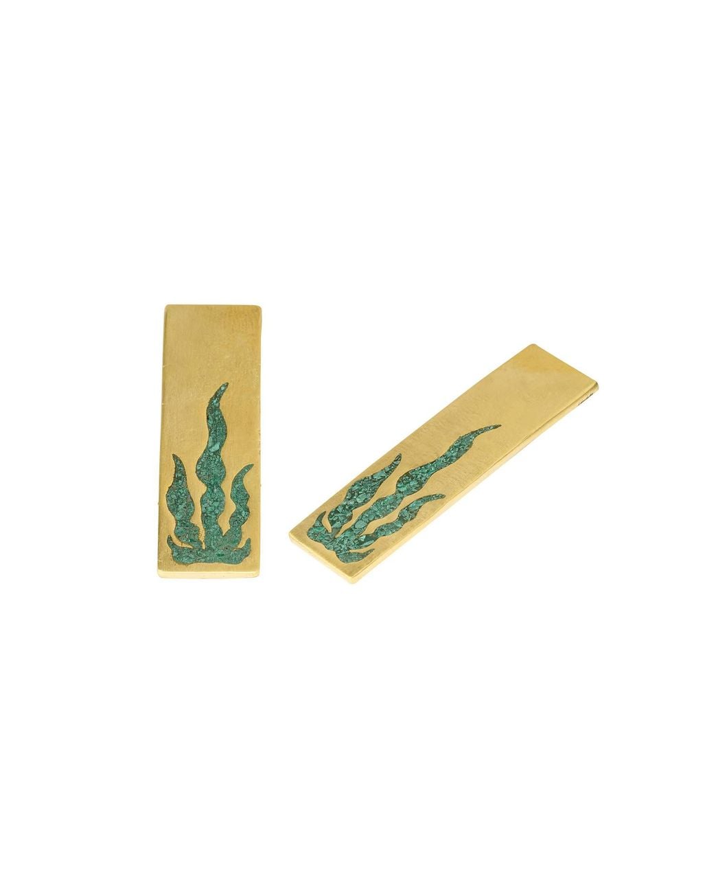 Zeworks White Sahara Blues – Oasis Handcrafted Brass Earrings With Malachite Inlay