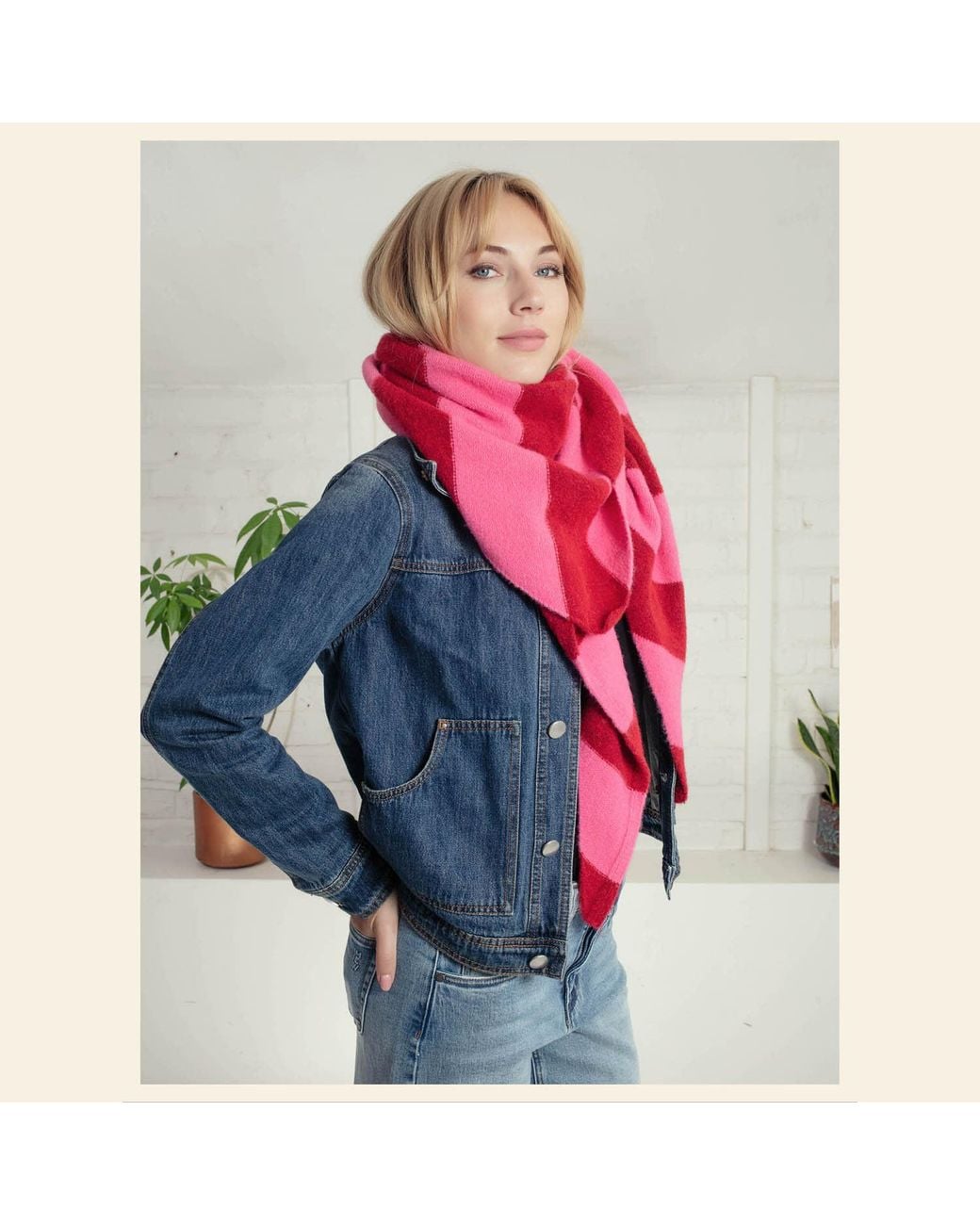 Nooki Design Red Edwina Knitted Triangle Scarf
