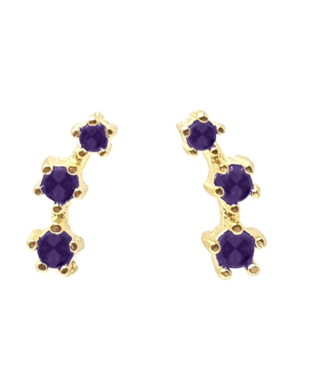 Sophelia Blue Tiny Amethyst February Birthstone Climber Stud Earrings