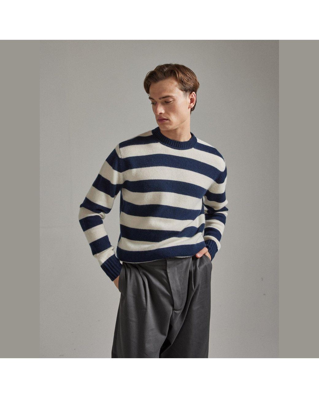 Salts Cashmere Blue Lofty Knit Crew Neck Sweater