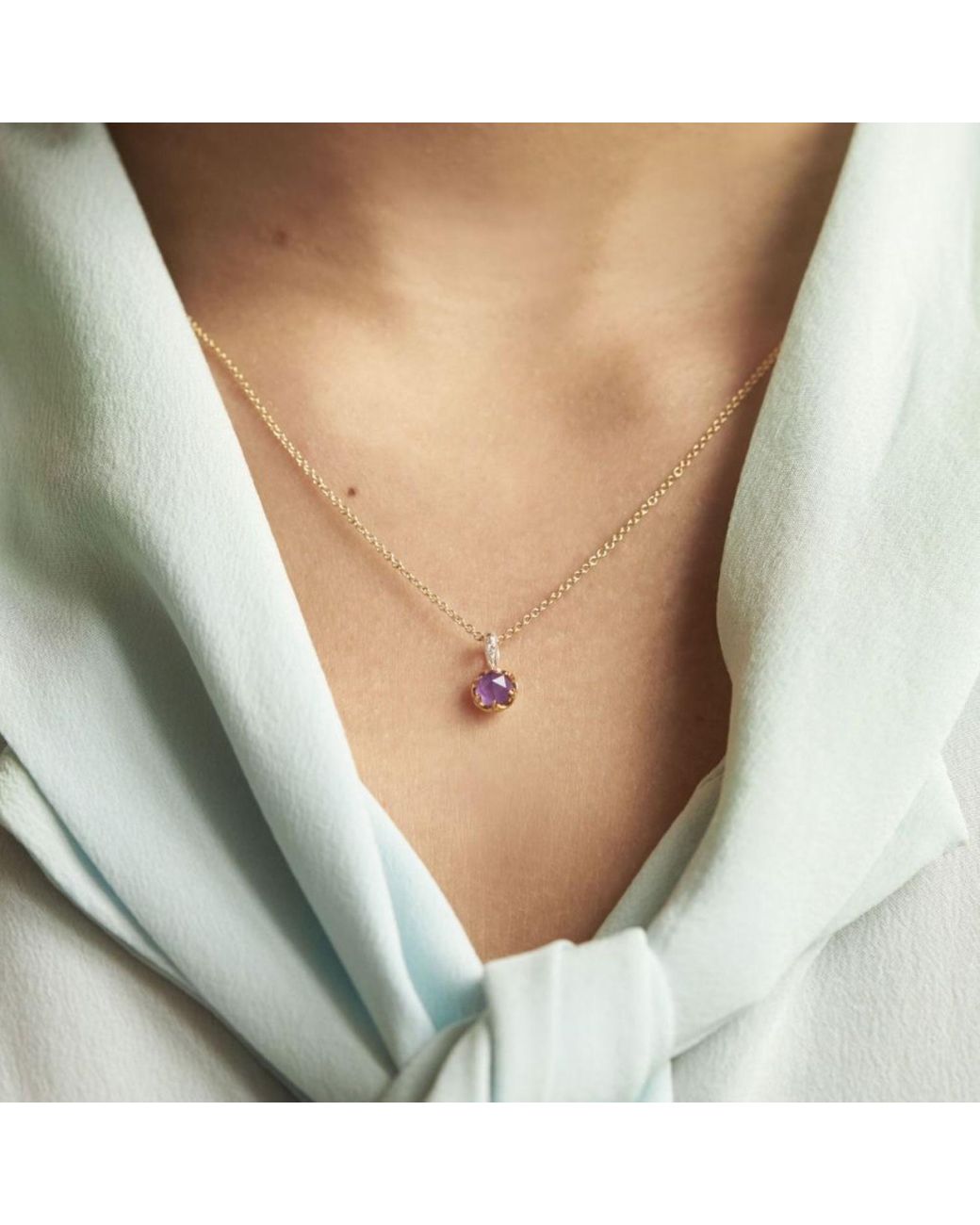 Dinny Hall Metallic February Amethyst Birthstone Pendant