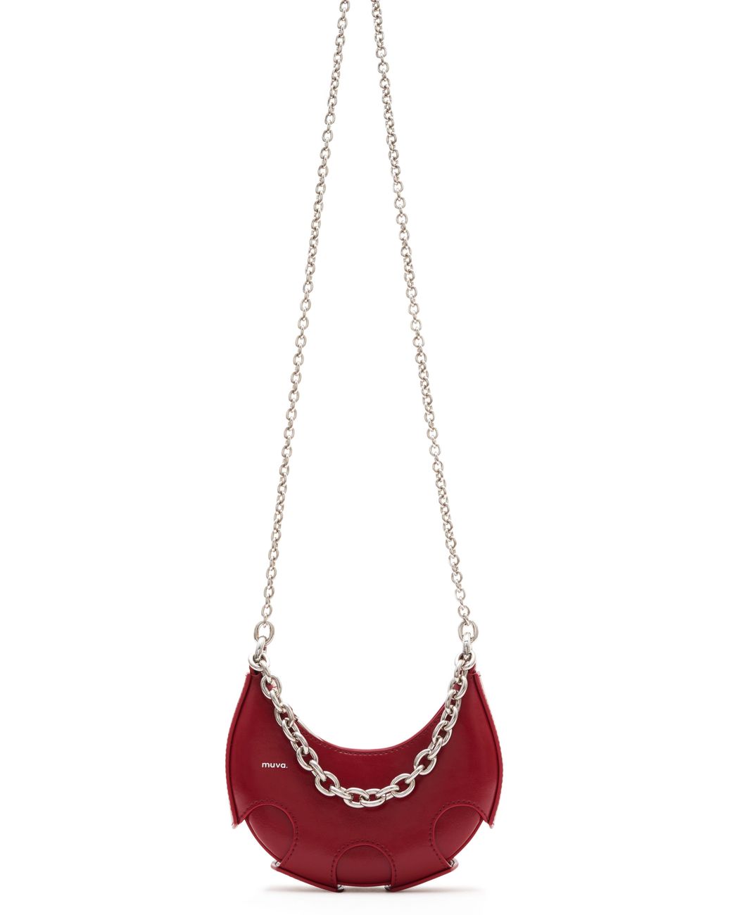 Amy Lynn Red Reno Leather Handheld Crescent Mini Bag