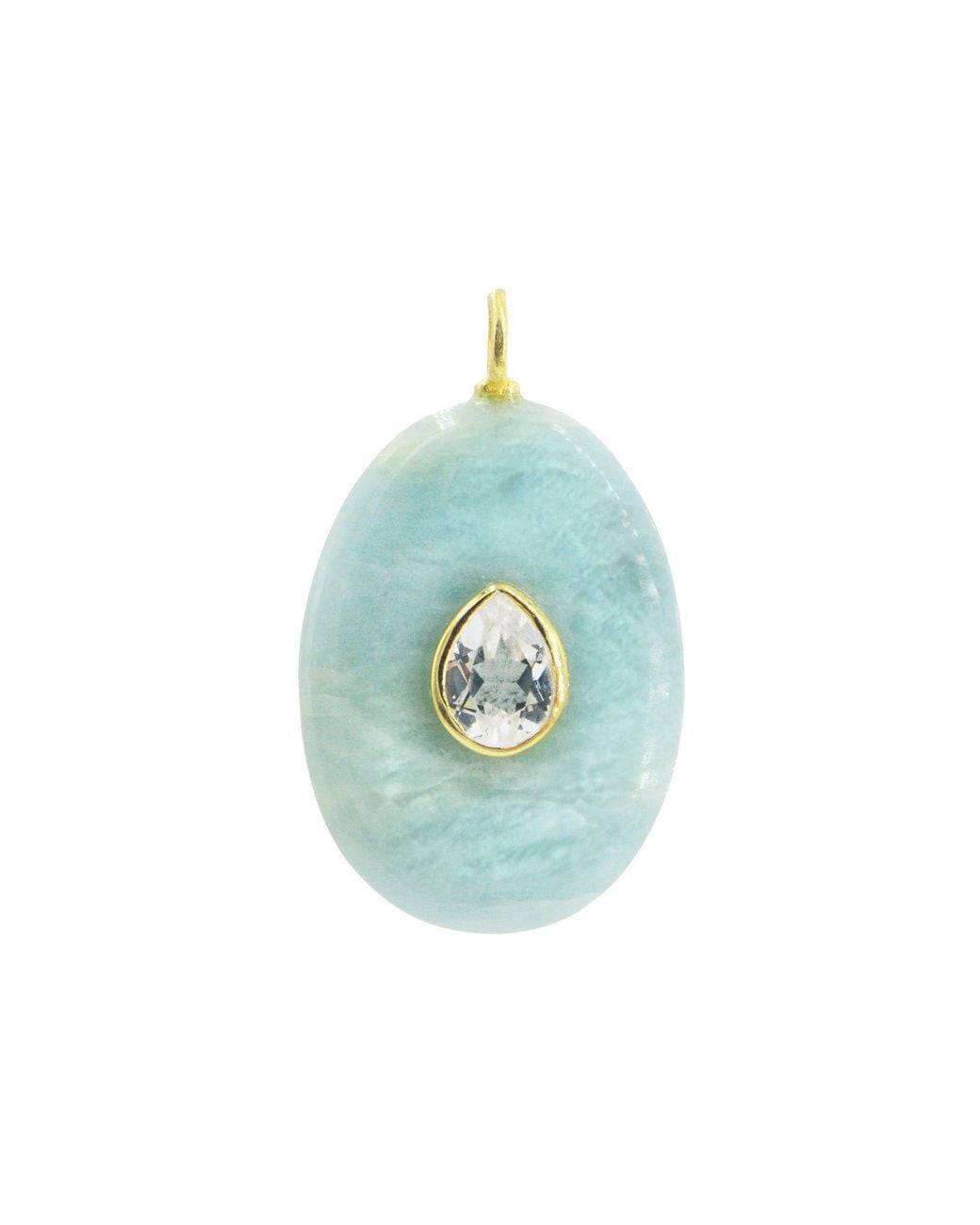 KAMARIA Blue Aquamarine Gemstone Pendant With Topaz