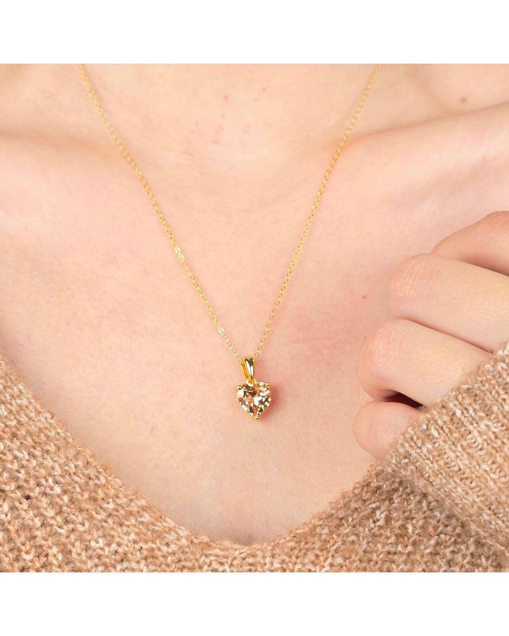 Sophelia Metallic Citrine November Birthstone Love Heart Pendant Necklace