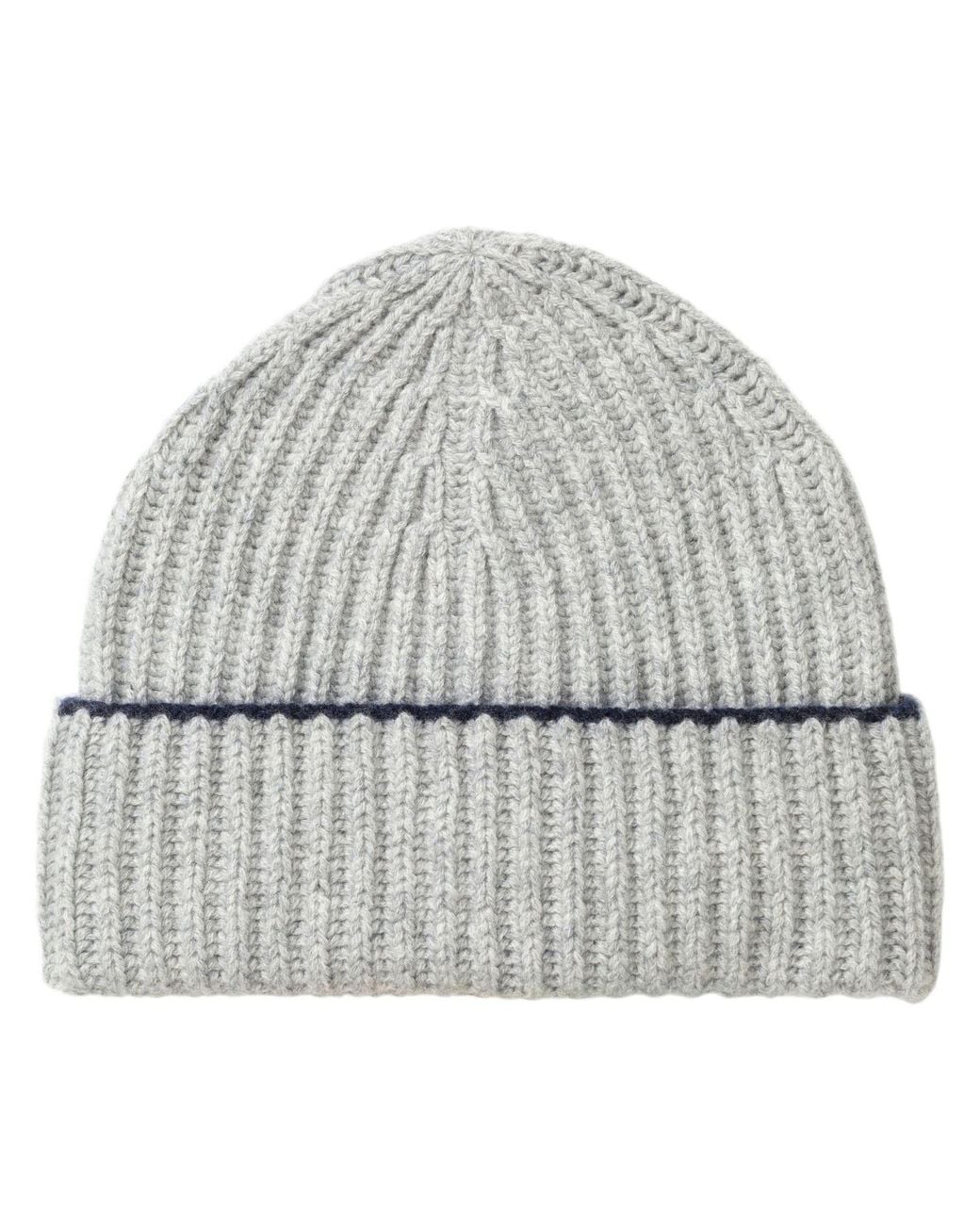 Kinalba Gray Gents Light Chunky Ribbed Cashmere Beanie Hat for men