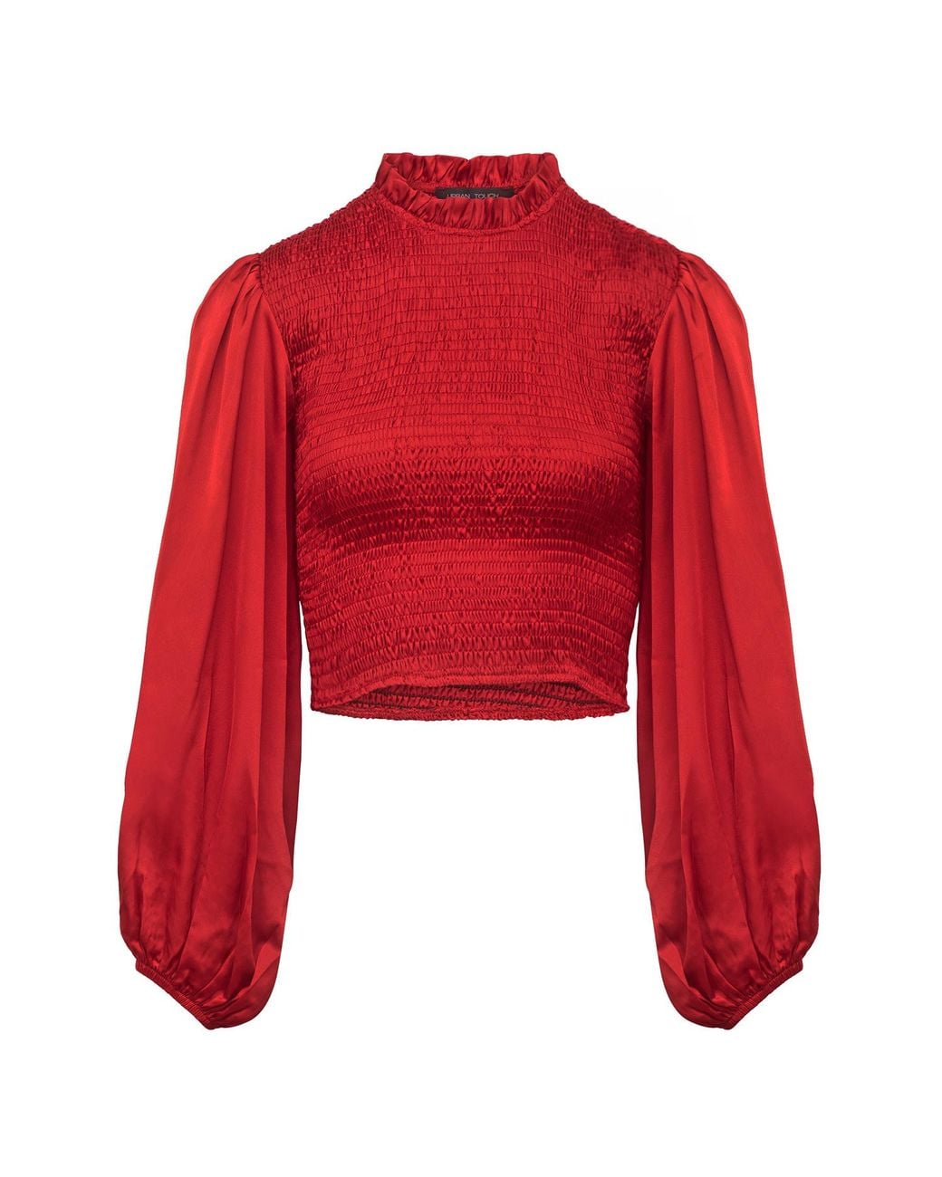 Urban Touch Red High Neck Bodycon Long Sleeve Top