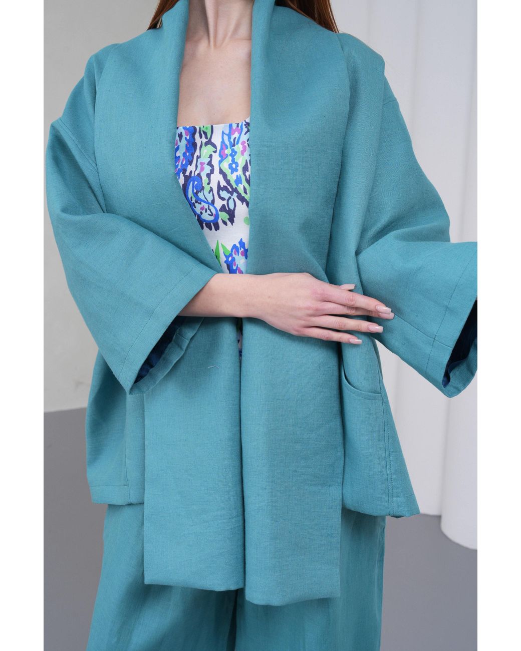 Lumina Eligma Blue The Duality Linen Jacket