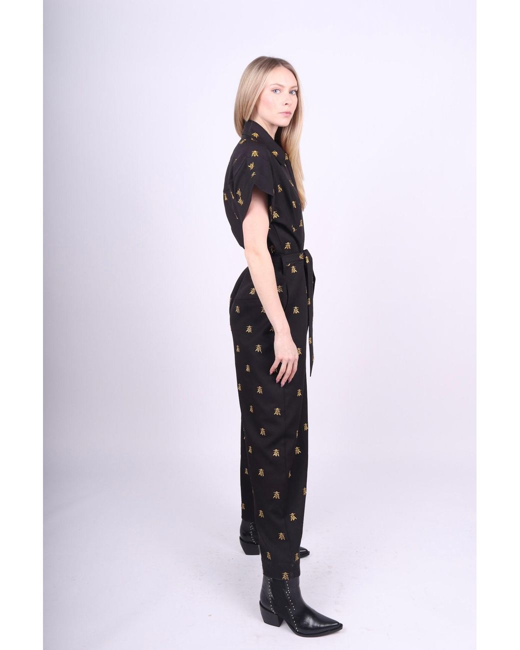 Any Old Iron Black Embroidered Wasp Jumpsuit