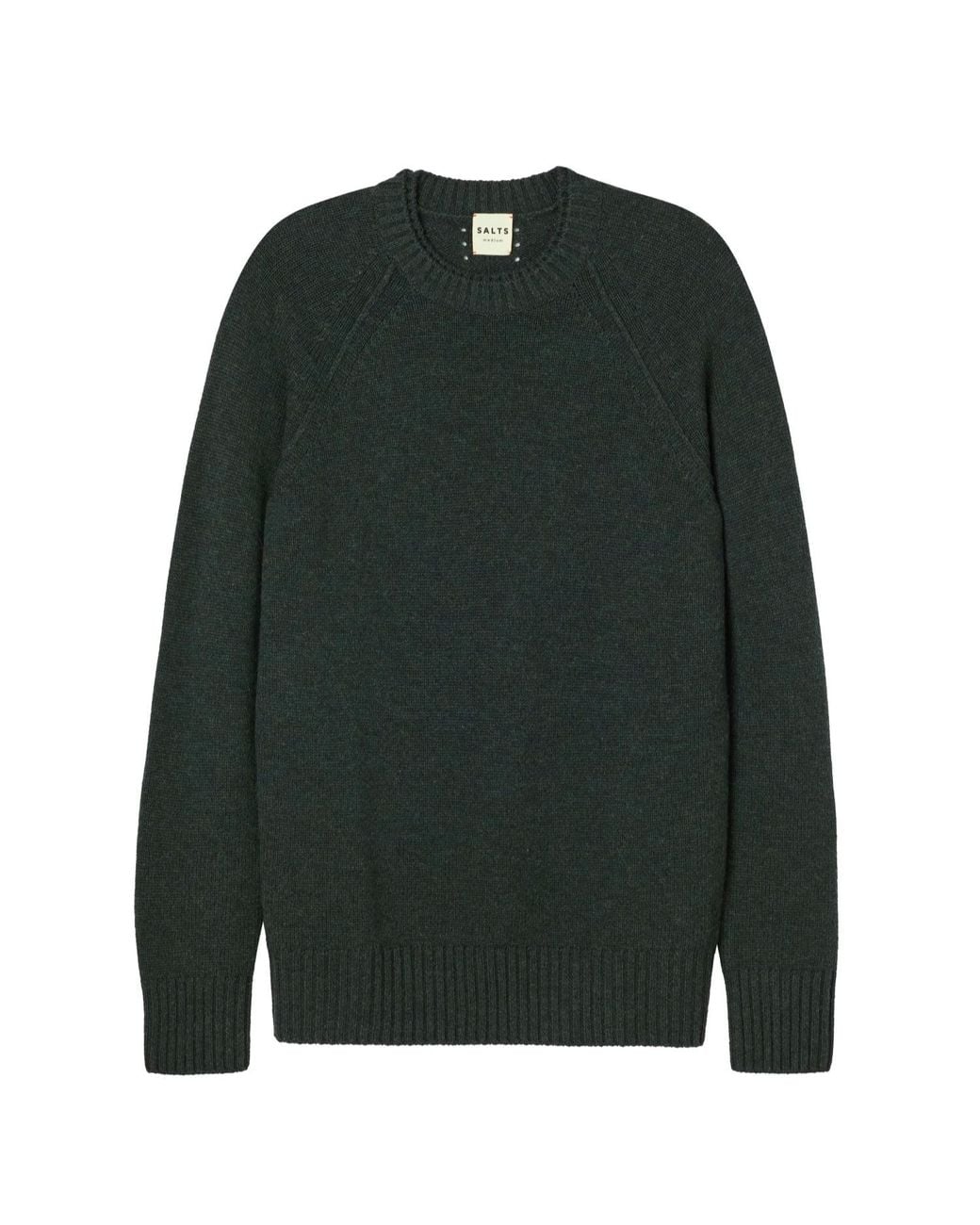 Salts Cashmere Green Double Neck Trim Crew Neck Sweater
