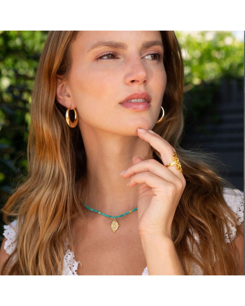 Seven Saints Metallic Taurus Gemstone Choker Necklace, Rose Quartz, Plated