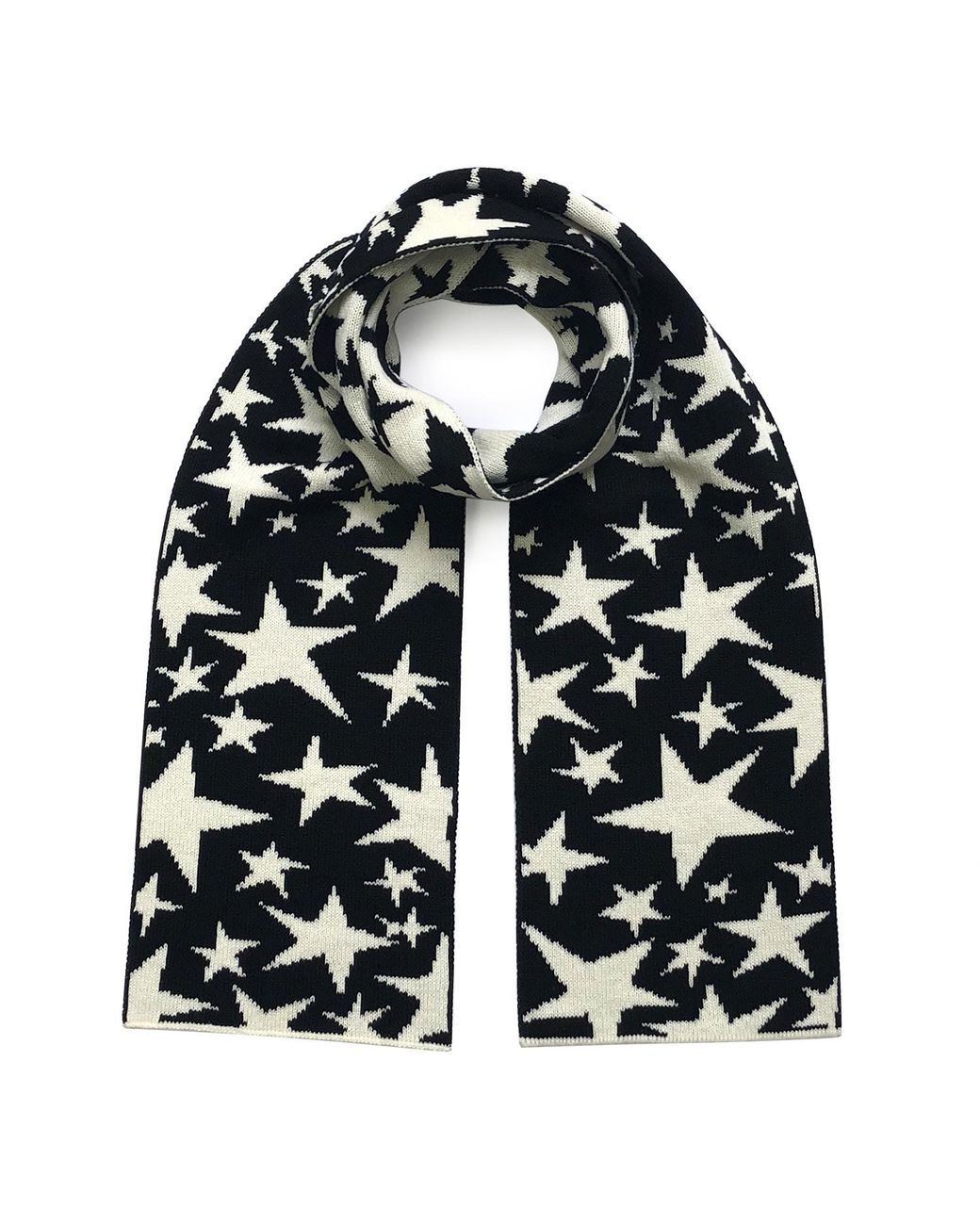 INGMARSON Stars Wool & Cashmere Scarf Black & White Men for men
