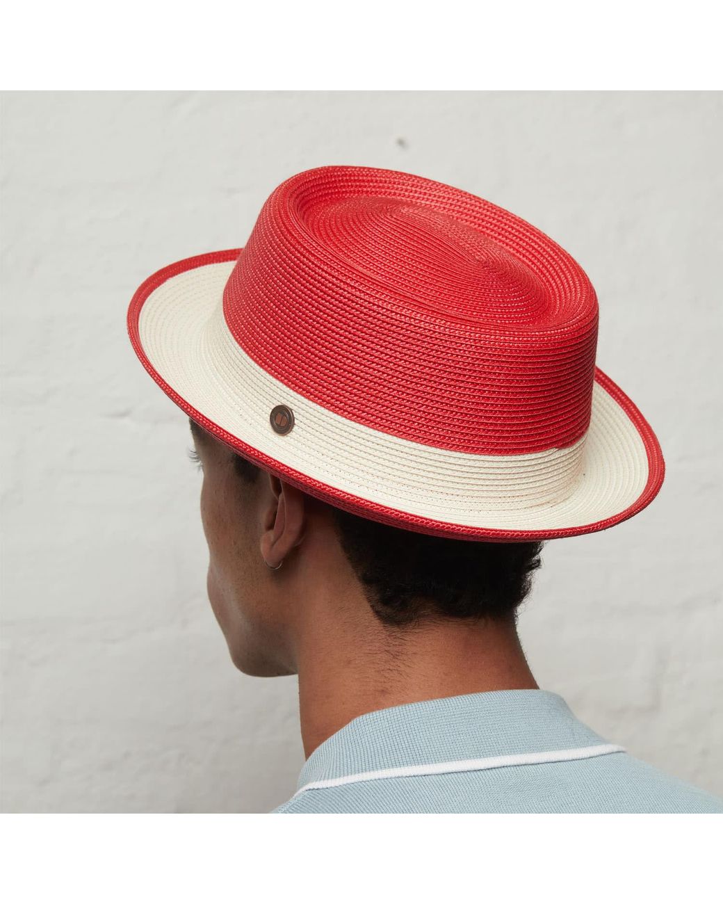 Dasmarca Hats Red Dasmarce Bobby Retro Short Brim Summer Porkpie – Ruby for men