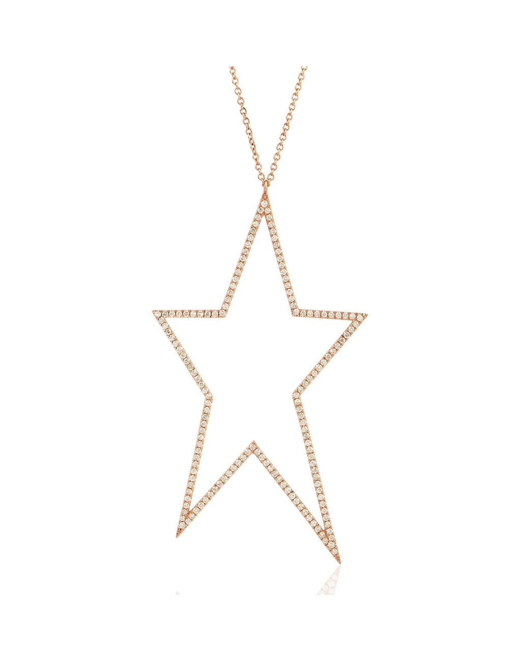 Artisan Metallic Natural Diamond Star Pendant Necklace 14k Rose Gold Jewelry