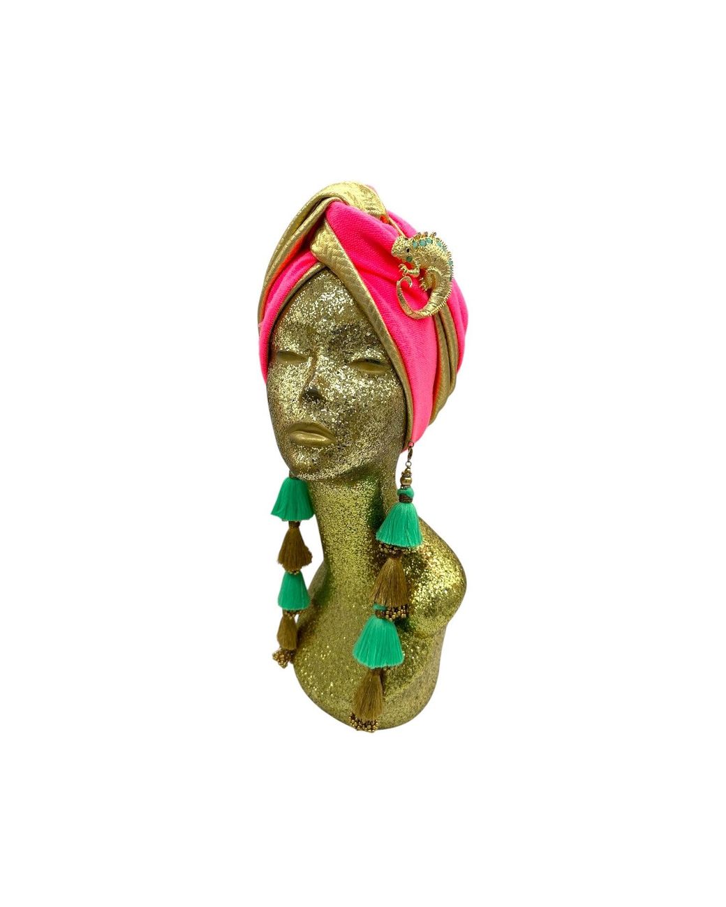 Julia Clancey Red Golden Zia Lizard Reversible Dorado Turban