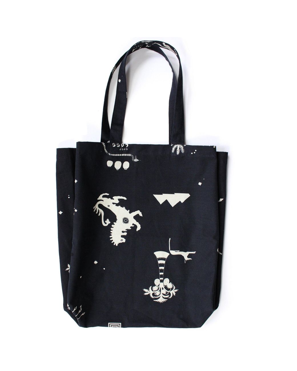 Klements Black Ancient Hearts Tote Bag