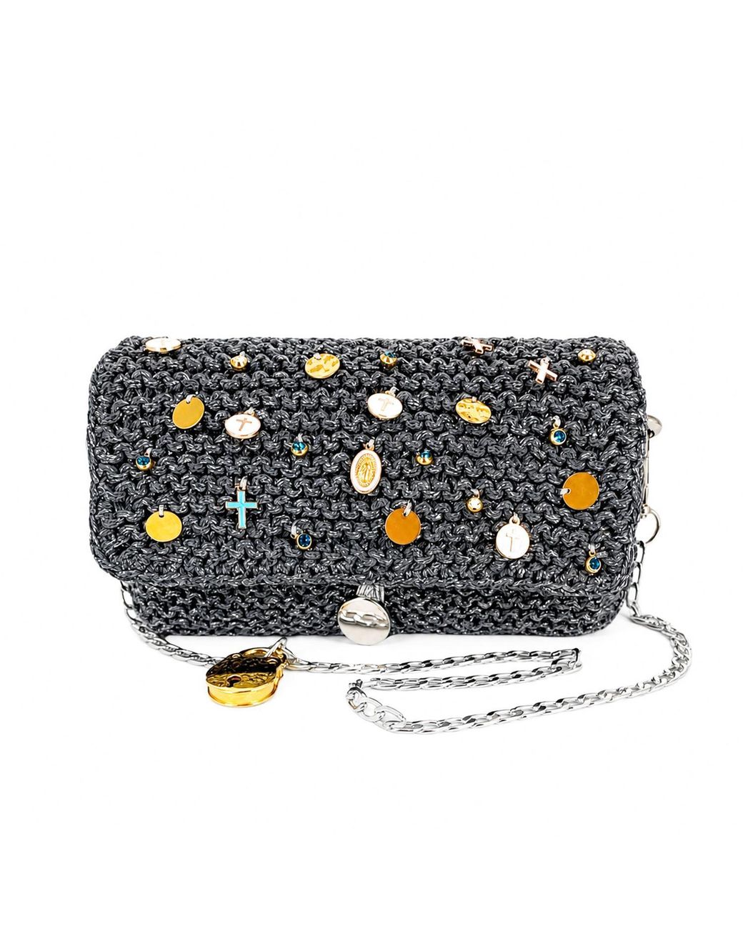 Hilo De Mar Black Small Hand-Knitted Handbag