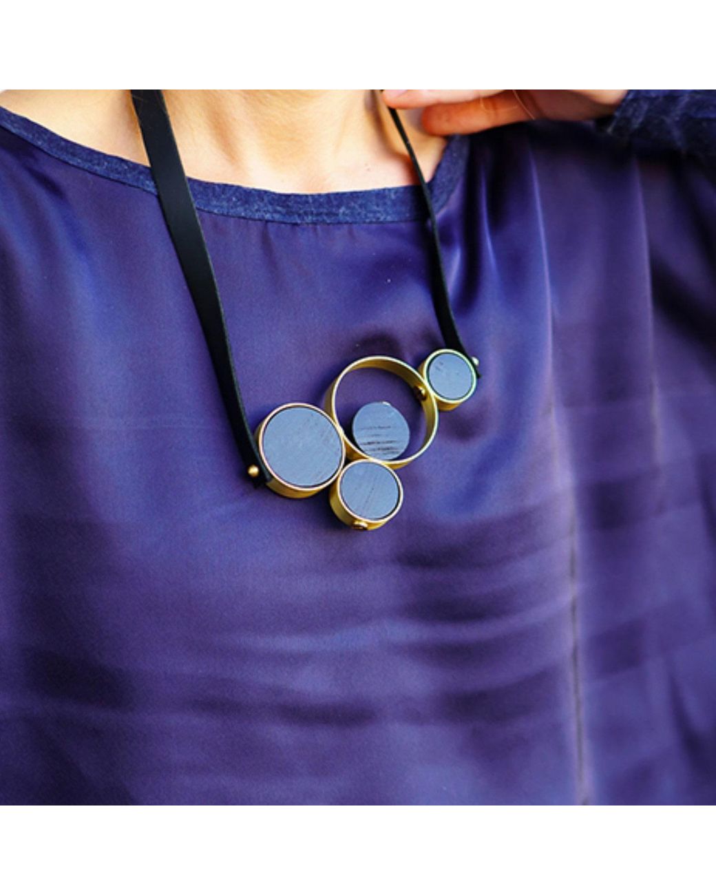 Svetlana Vukov Metallic Neutrals Wood& Quad Orbit Necklace