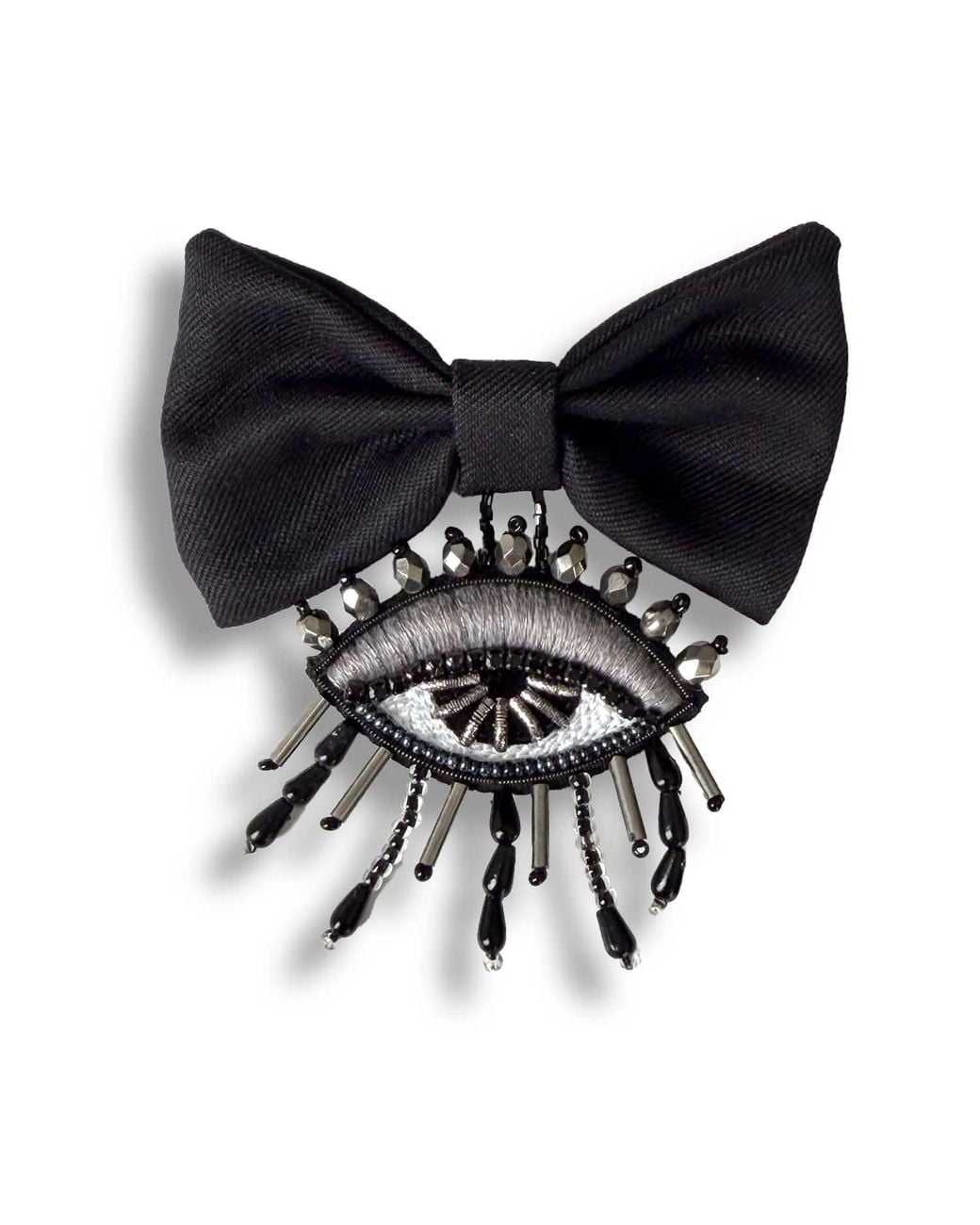 VETKA Black Eye Brooch With Bow – Obsidian Charm