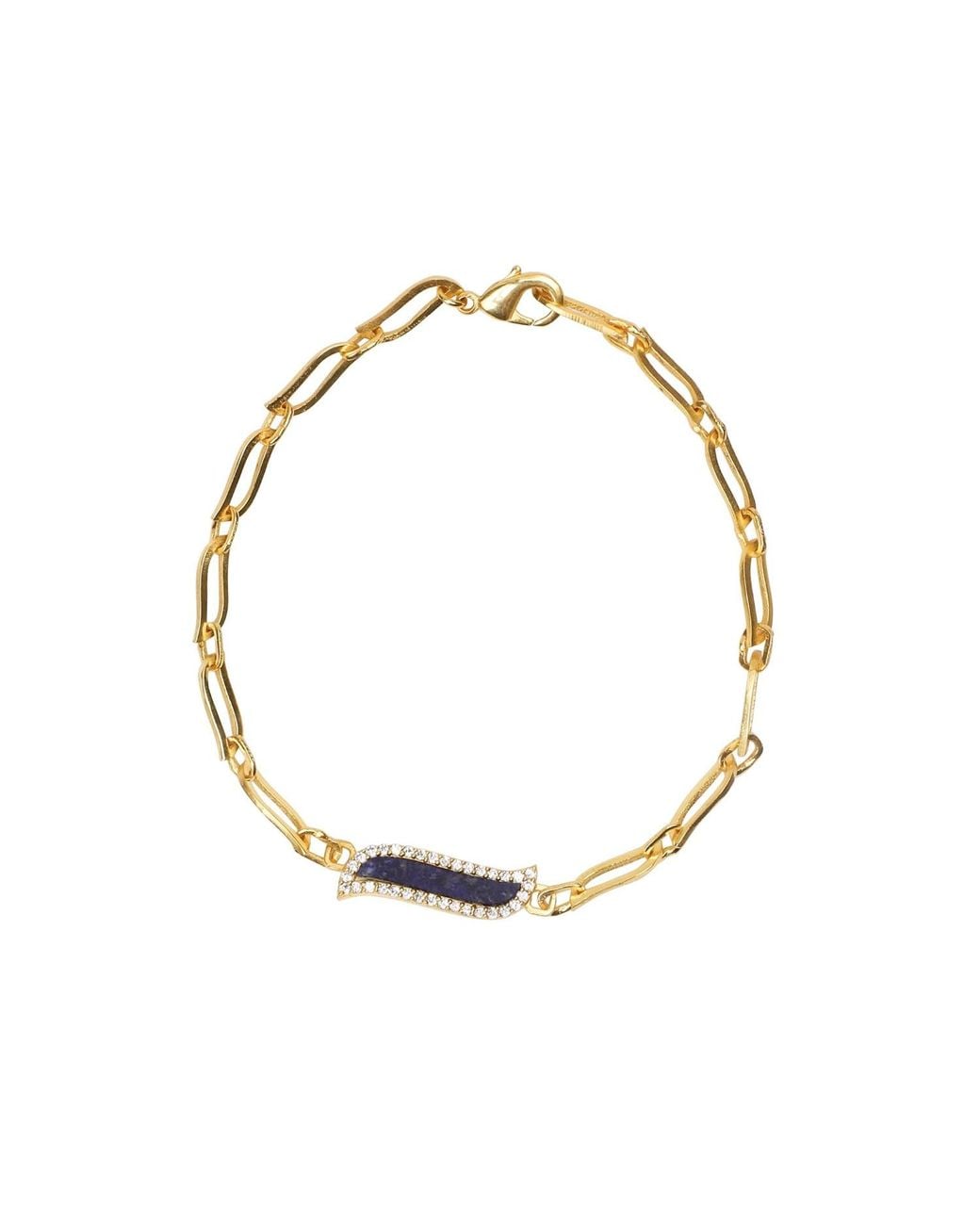 Lila Rasa Metallic Paper Link Necklace Lapis Lazuli Wave Symphony